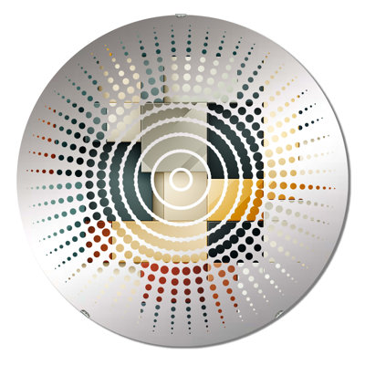 Miroir mural cercles de soleil en mosaïque naturelle gris et beige