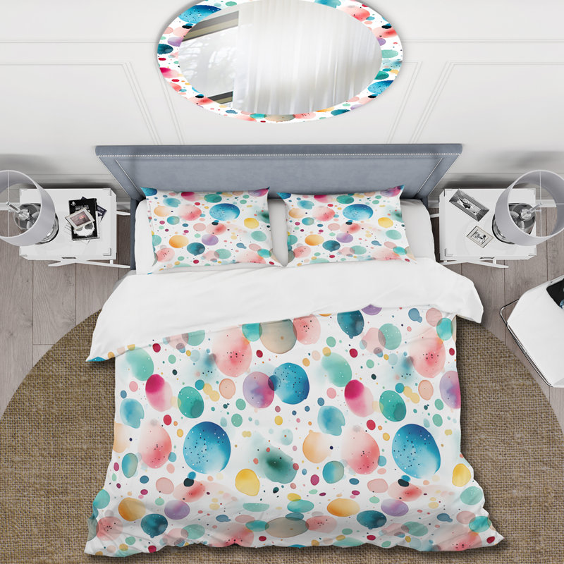 Ensemble de housse de couette à pois Watercolor Delight Polka Dots Pattern I