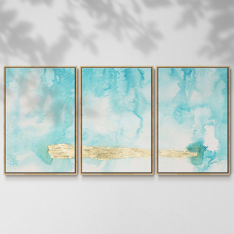 Saturation IV, ensemble de 3 toiles encadrées, Encadré naturel, H 40 po x l 78 po