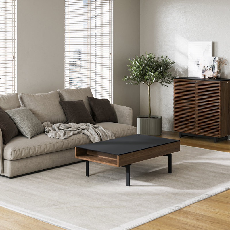 Reveal Glass Coffee Table, Natural Walnut