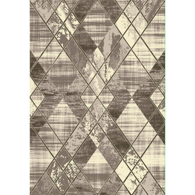 Tapis décoratif gris à motif géométrique touffeté Herndon