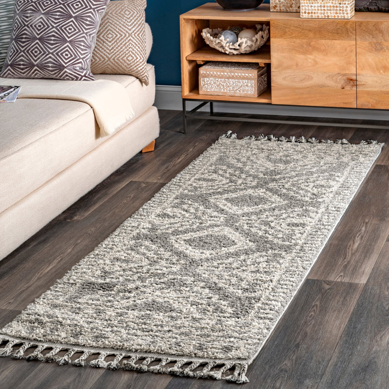 Tapis argent de style Sud-Ouest Croxley, Tapis de couloir 2 pi 6 po x 6 pi