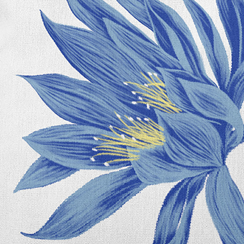 Cuban Flare Floral Reversible Throw Pillow, Royal Blue, 16" x 16"