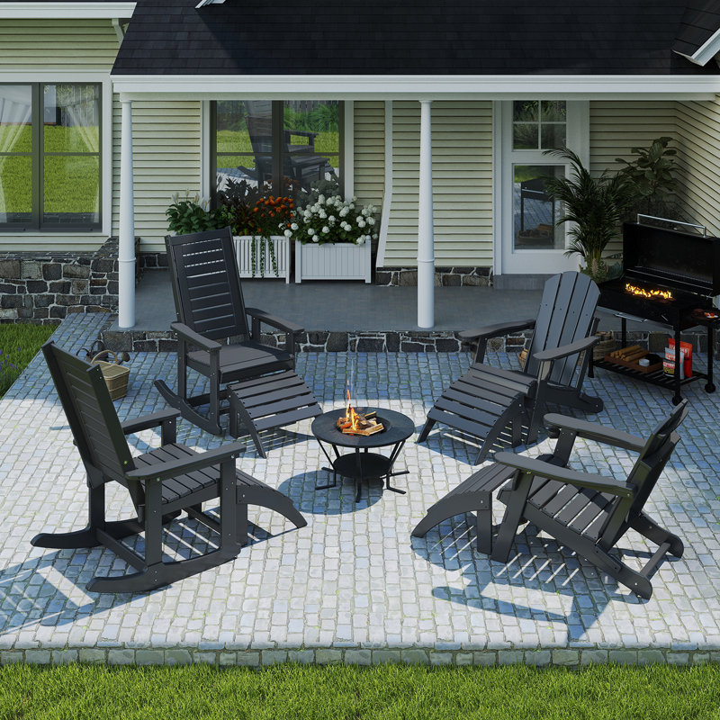 Ensemble de 4 repose-pieds Adirondack Hdpe Classic, Gris