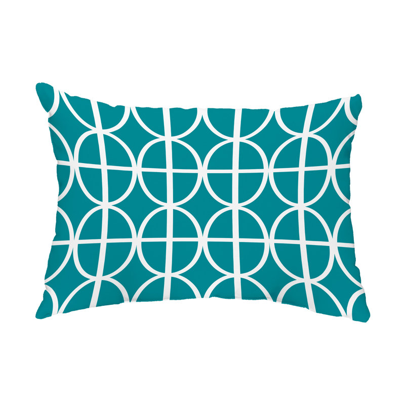 Geometric Outdoor Reversible Throw Pillow, Blue