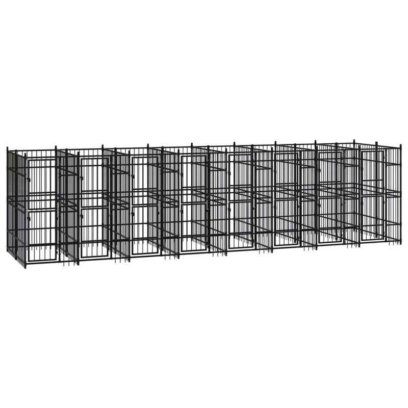 Grand chenil pour chien en acier thermolaqué noir Vidaxl
