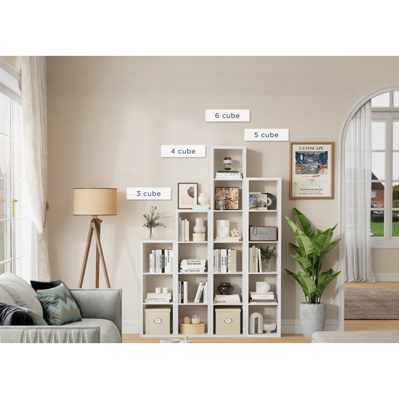 Modern Engineering Timber 4-Tier Open Storage Bookcases, Narrow Single-Column Shelving Unit, Freestanding Display Bookcase for Living Room Bedroom Home Office