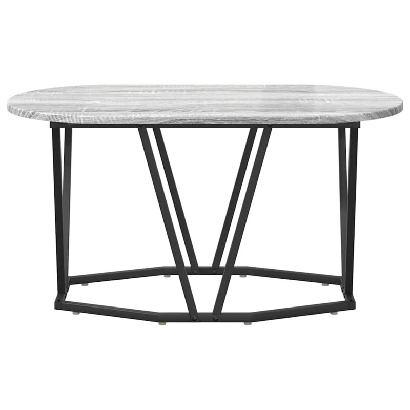 Coffee Table Engineered Wood and Metal Living Room Oval Modern Textured, 40.5" H x 80" W x 40" L, Grey