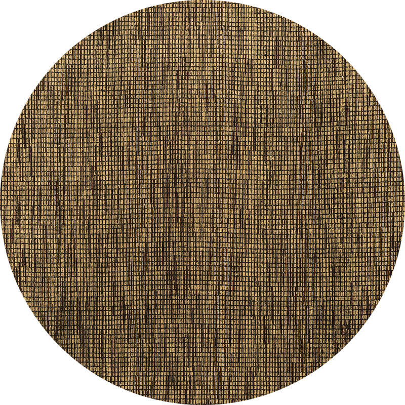 Tapis en laine / polyester tissé à la machine en noir / beige, Rond 8 pi
