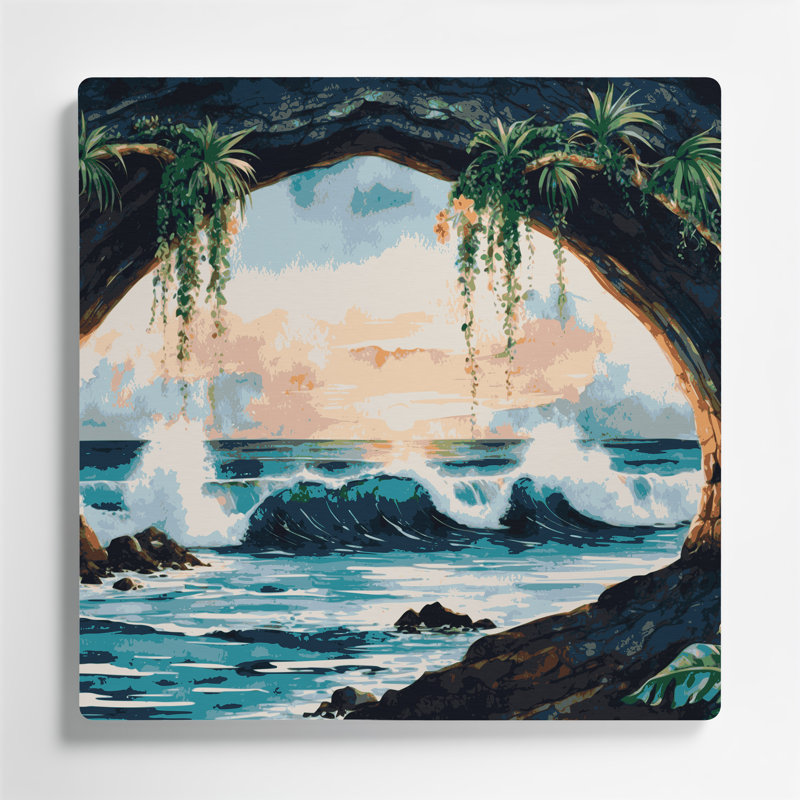 Art mural hawaïen avec arches naturelles grises, H 8 po x l 8 po
