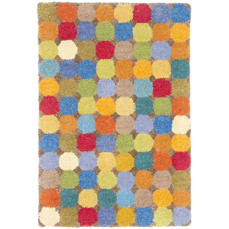 Candelo Hand Tufted Wool Polka Dots Rug, Rectangle 2' x 3'