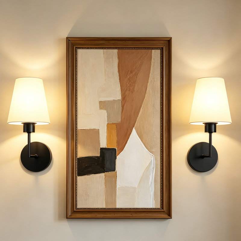 Rechargeable RGB Remote Control Armed Sconce Tradictional Wall Lamp Light with Fabric Shade, Matte Black,  Battery operated