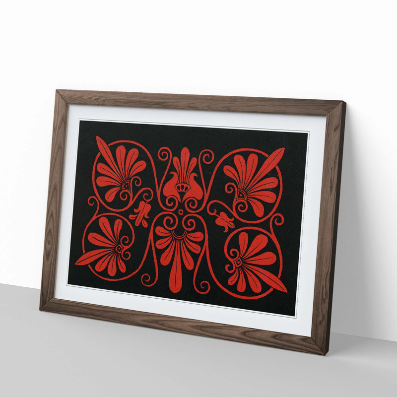 An Antique Illustration In Red And Black by Owen Jones - Single Picture Frame Print, Walnut Framed, 33cm H x 45cm W x 2cm D