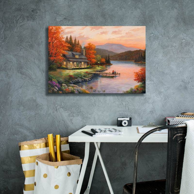 «Together at Dusk» par John Zaccheo, art mural sur toile, H 18 po x l 26 po x P 0,75 po