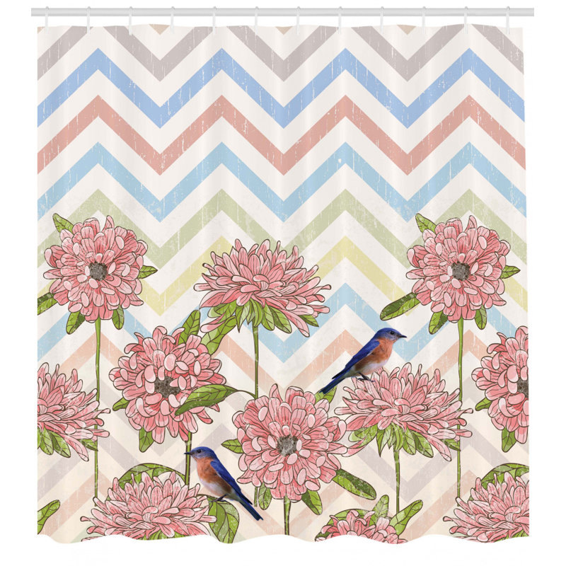 Floral Shower Curtain with Hooks Included, 70" H x 69" W