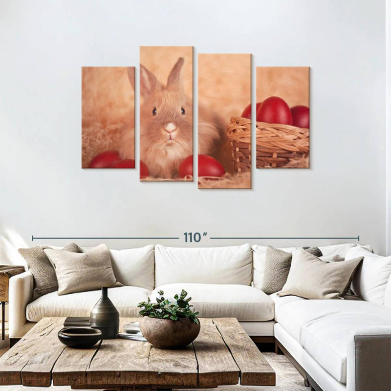 Œufs de Pâques et lapin Lelend, H 48 po x l 75 po