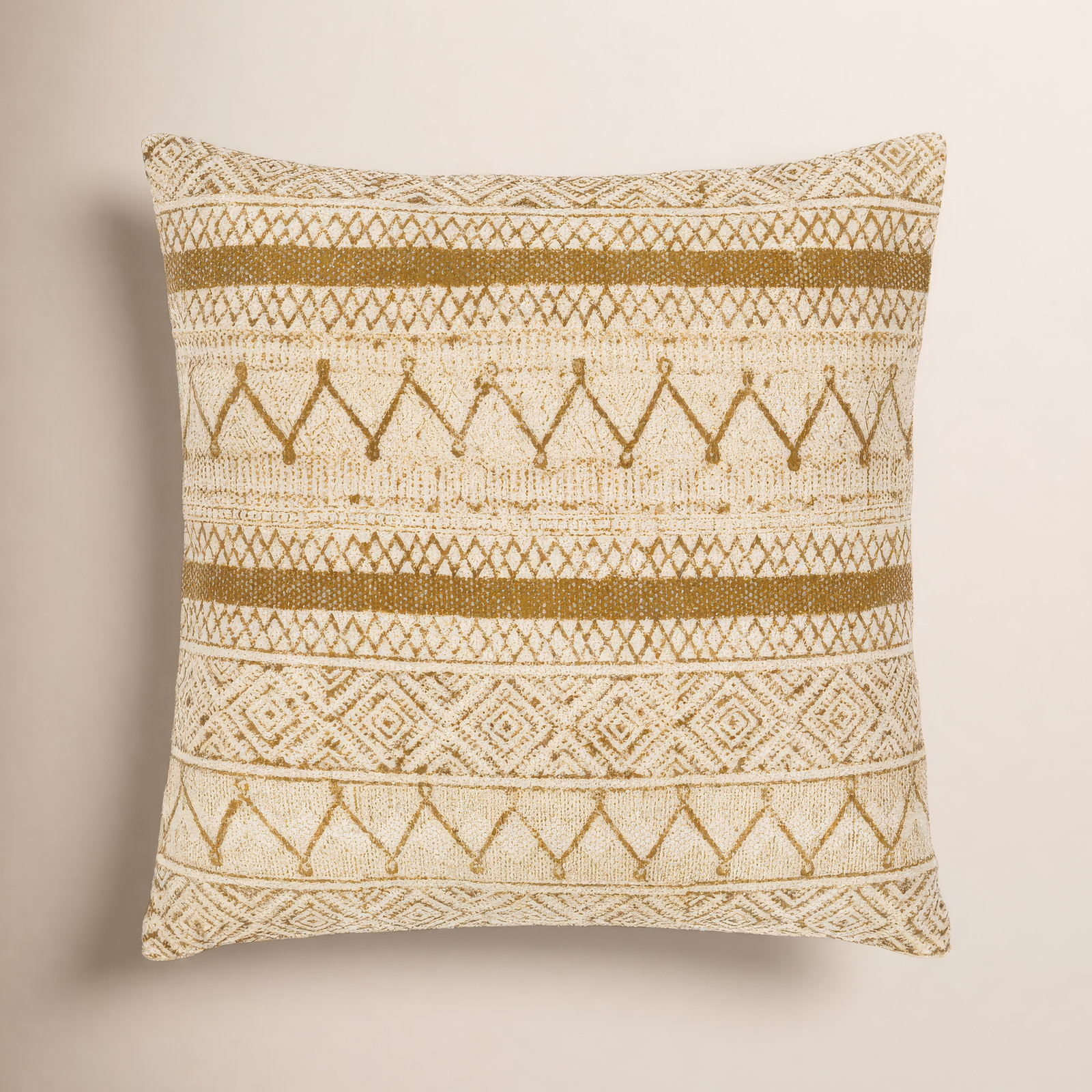 Zetta Geometric Cotton Throw Pillow, Pillow Cover Only - No Insert, 20" x 20", Light Beige/Tan