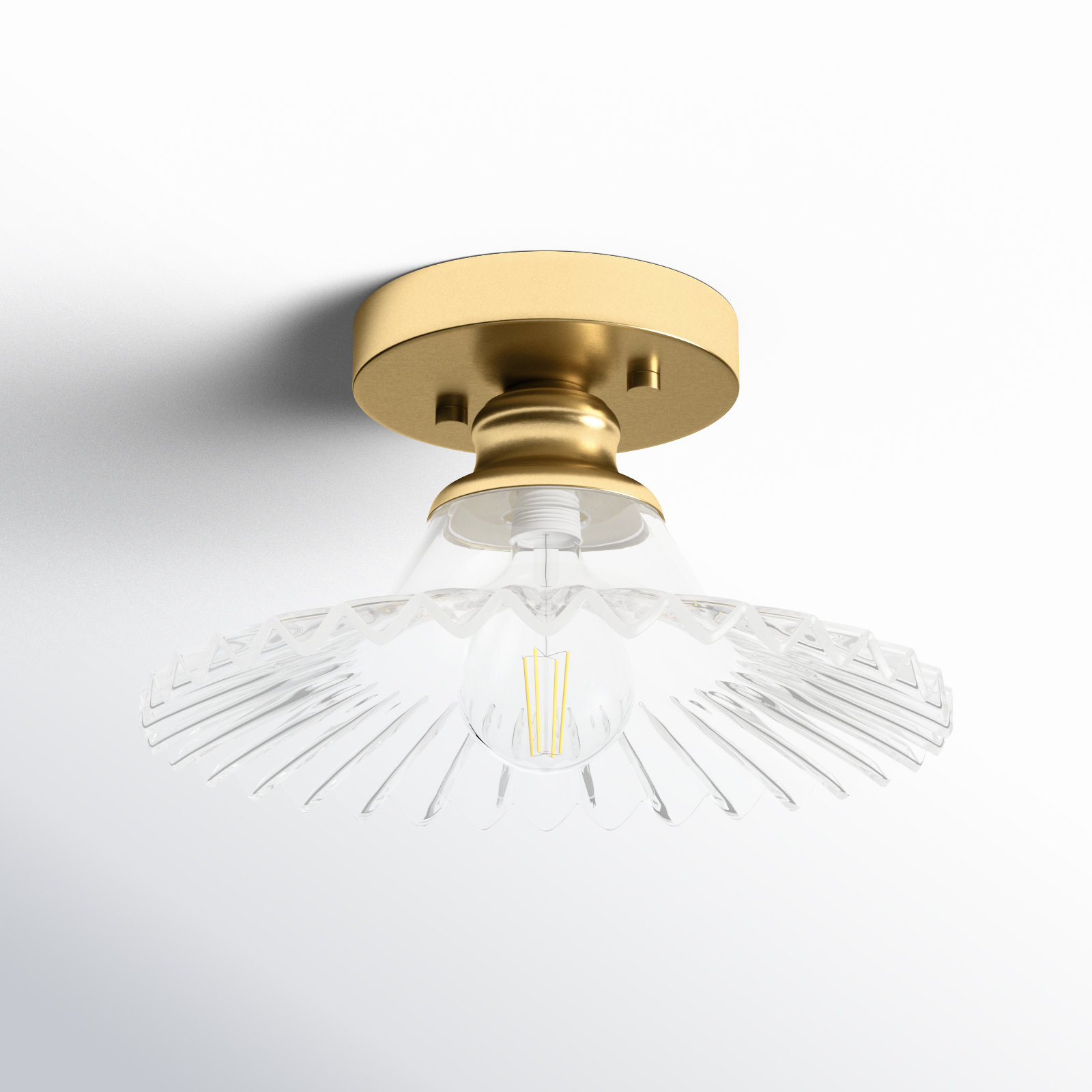 Saffron Single Light Glass Flush Mount, Transparent