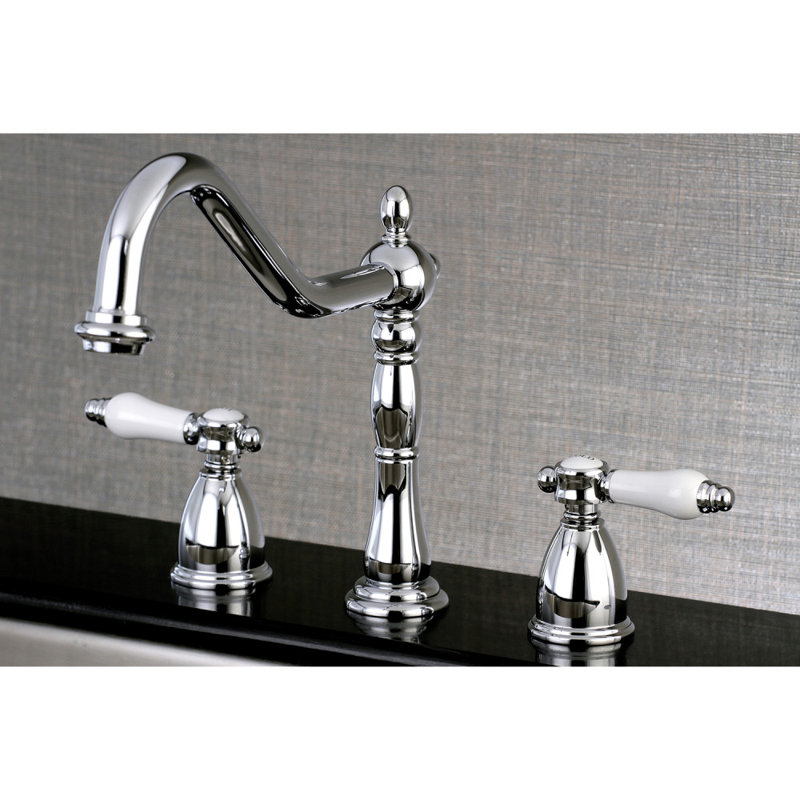 Kingston Brass Bel-Air Double-Handle Widespread Kitchen Faucet, Polished Chrome, Without Side Spray