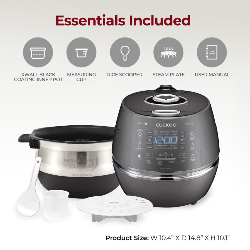 6-Cup Dark Gray Stainless Steel Induction Heating Rice Cooker