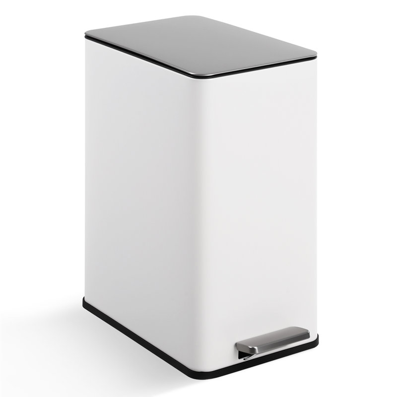 Poubelle de cuisine 4 gallons, poubelle en acier inoxydable 15 L avec seau intérieur amovible et fermeture en douceur, Blanc