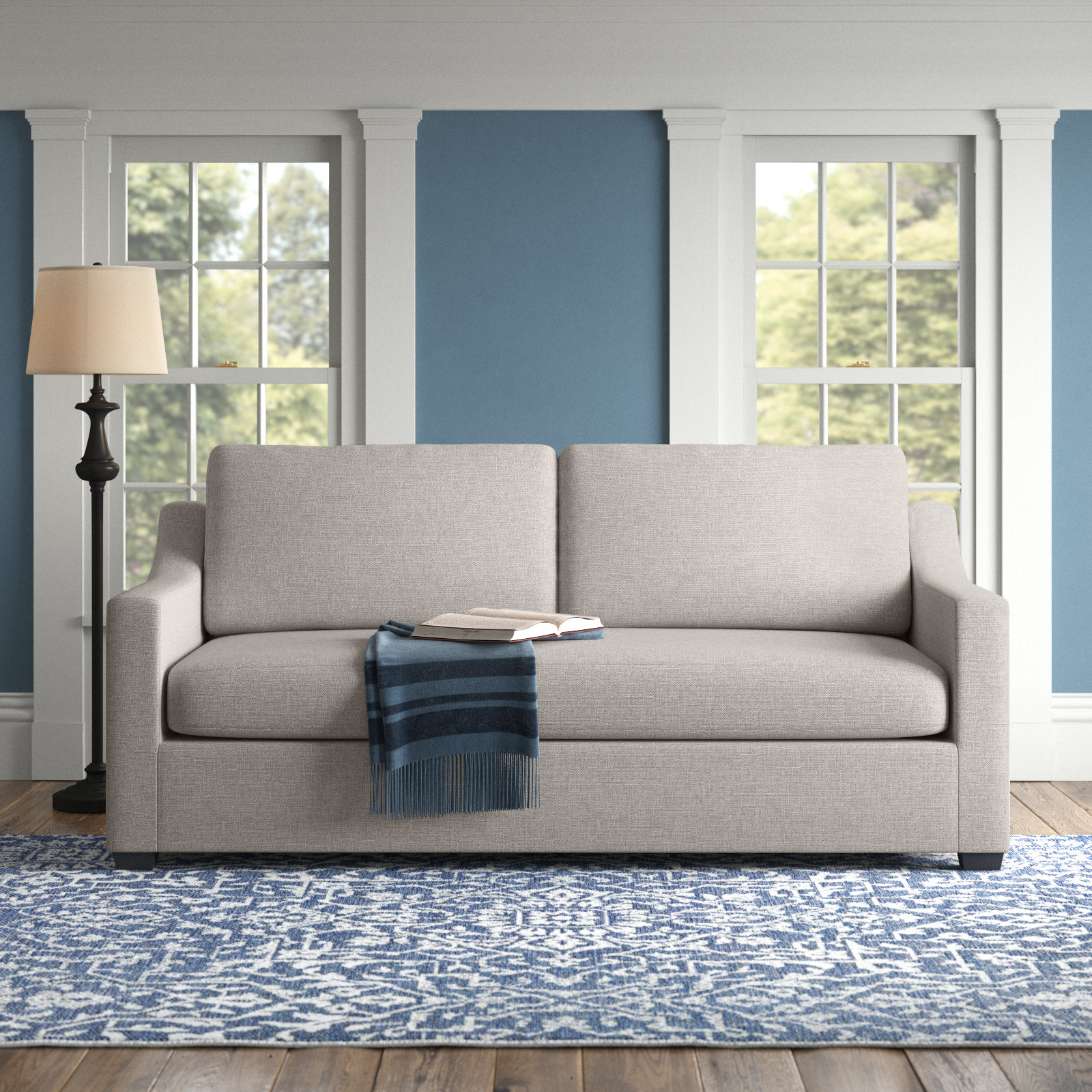 Cranbrook 88'' Upholstered Sofa, Drusky Ivory Sustain® Basketweave