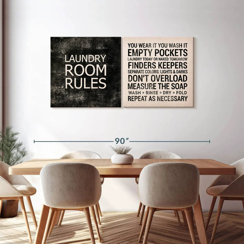 " Laundry Room Rules " 2 - Pieces, 36" H x 73" W x 1.25" D