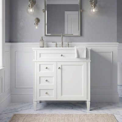Ensemble de meuble-lavabo moderne autoportant 24 po avec lavabo en céramique à 2 portes et 2 portes avec poignées en fer