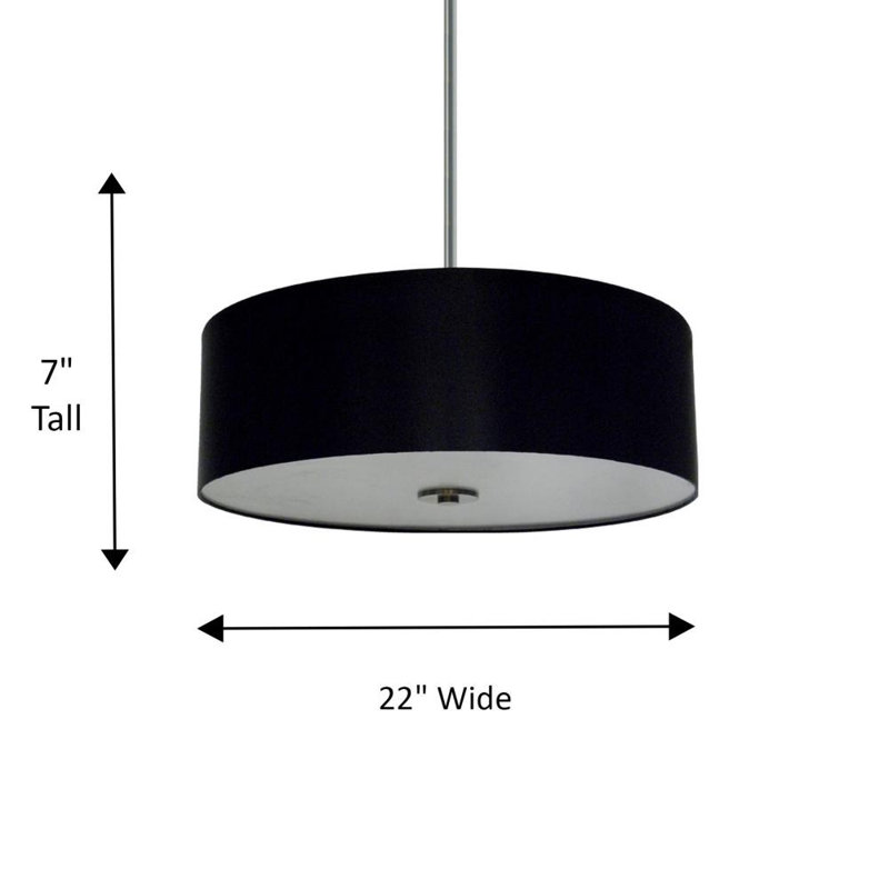 Lustre tambour 4 lumières à abat-jour Olivo, Noir discret