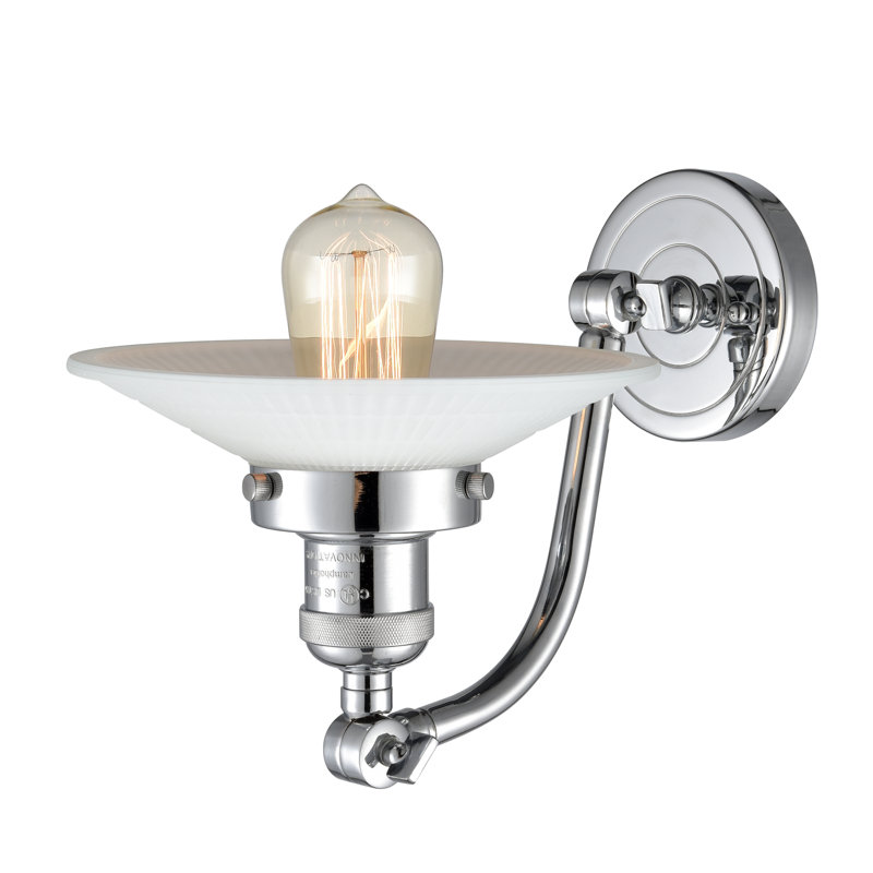 Miramontes Armed Sconce, Polished Chrome, No Bulb Included, Matte White Halophane