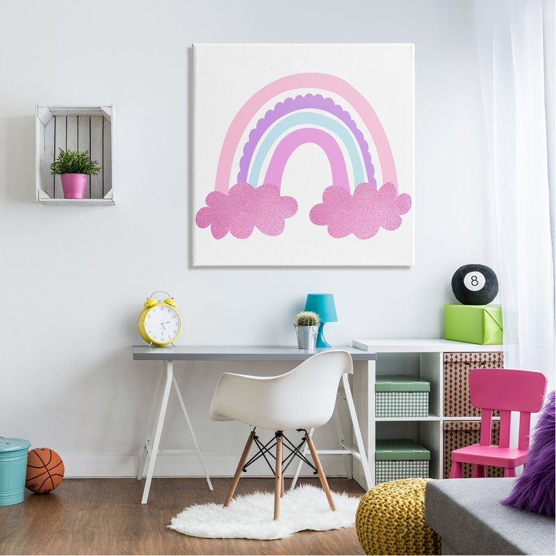 «Pink Rainbow And Clouds On Canvas» par Kim Allen, reproduction, H 36 po x l 36 po x P 1,5 po