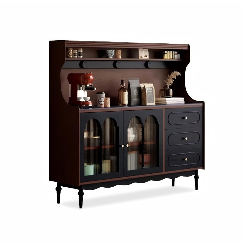 Buffet en bois massif noir, H 53,15 po x l 59,06 po x P 15,75 po