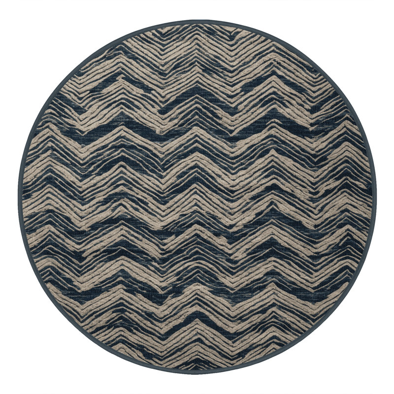 Tapis gris art déco lavable à la machine, Rond 4 pi