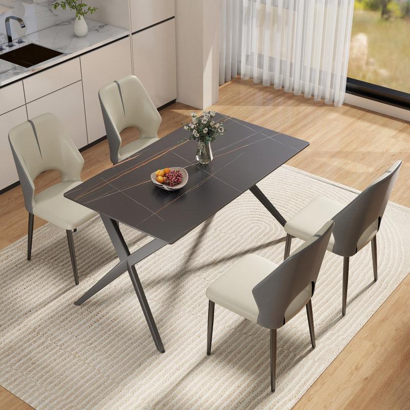 Table de salle à manger Modern, Noir, H 29,53 po x L 55,12 po x l 31,5 po