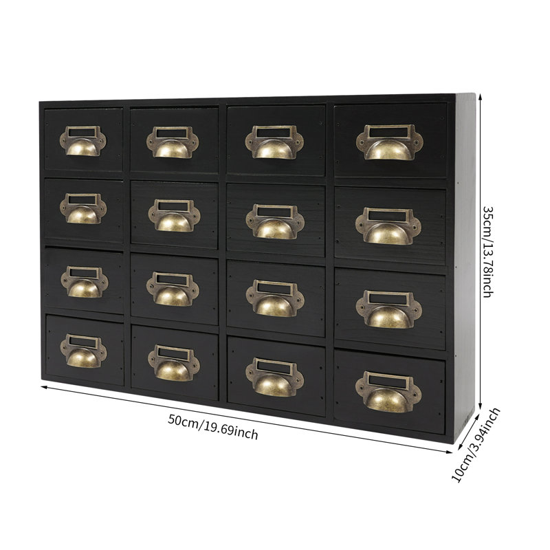 Wood Stackable Desk Organizer With 16 Drawers, Black