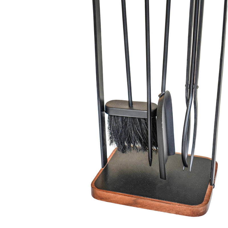 Ivyline Fireplace Wooden Handle Companion Set Iron Fireplace Tool Set