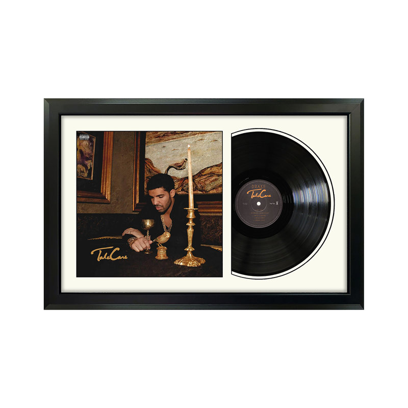 Drake «Take Care», disque encadré avec passe-partout blanc, Blanc