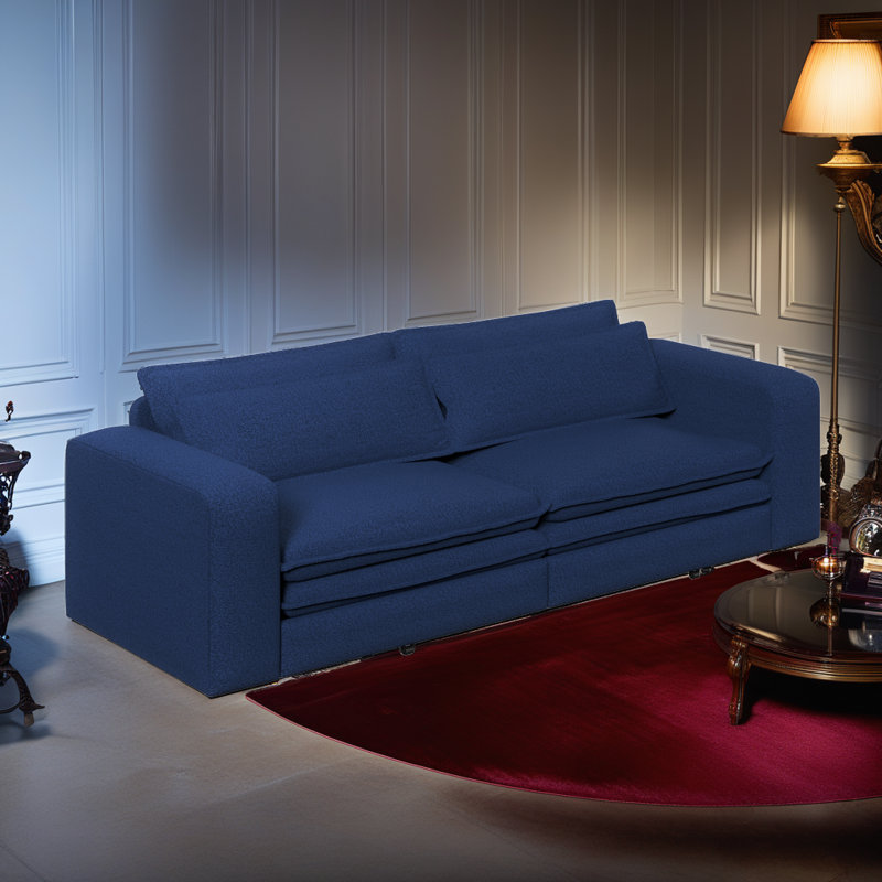Canapé-lit très grand convertible 3-en-1 Syrova - conception modulaire avec accoudoirs larges et tissu en peluche, Bleu