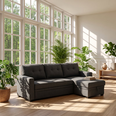 Upholstered 82 " Linen L-Shaped Sectional