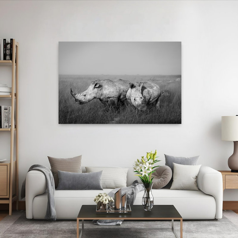 Rhinocéros abstrait, art mural contemporain, H 60 po x l 40 po