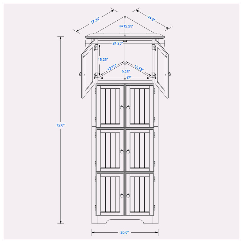 Tall Storage Cabinet with Doors and 4 Shelves, Black