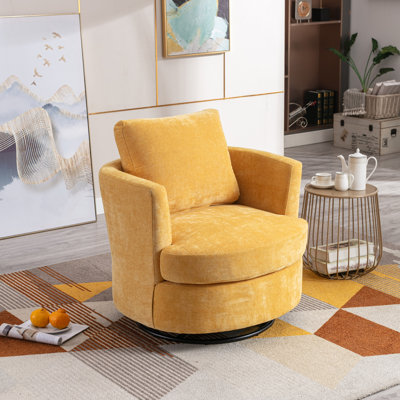 Yelina Polyester Slipcovered Swivel Barrel Chair