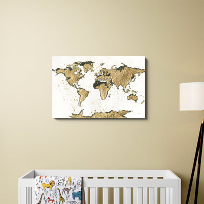 Carte du monde feuille d'or