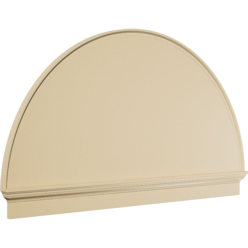 Demi-rond signature fronton en uréthane, brun clair apprêté, 66 po x 39,75 po x 2,75 po, Combinaison, Lisse