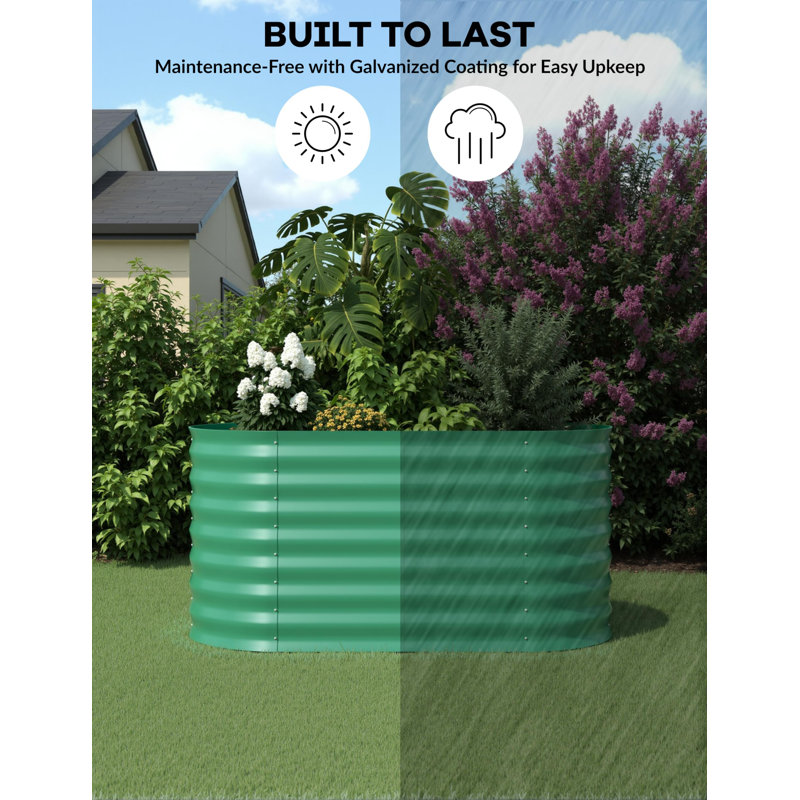 Metal Raised Garden Bed, 60cm H x 120cm W x 60cm D, 1, Green