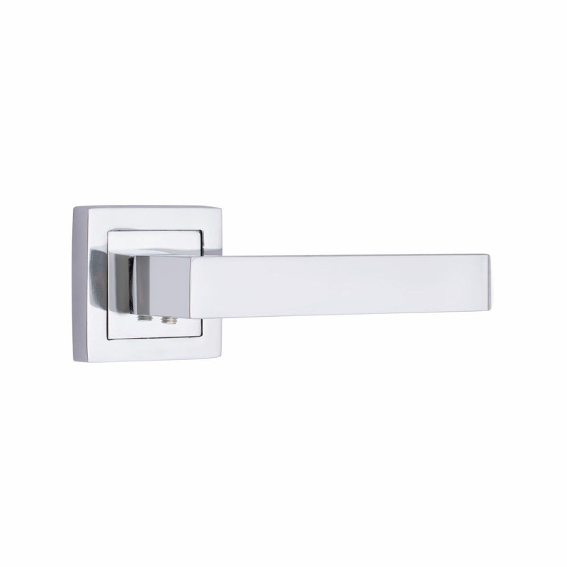  Delta Design Premium Bathroom Set Door Handles in Polished Chrome with Latch, Dead Bolt and Ball Bearing Hinges