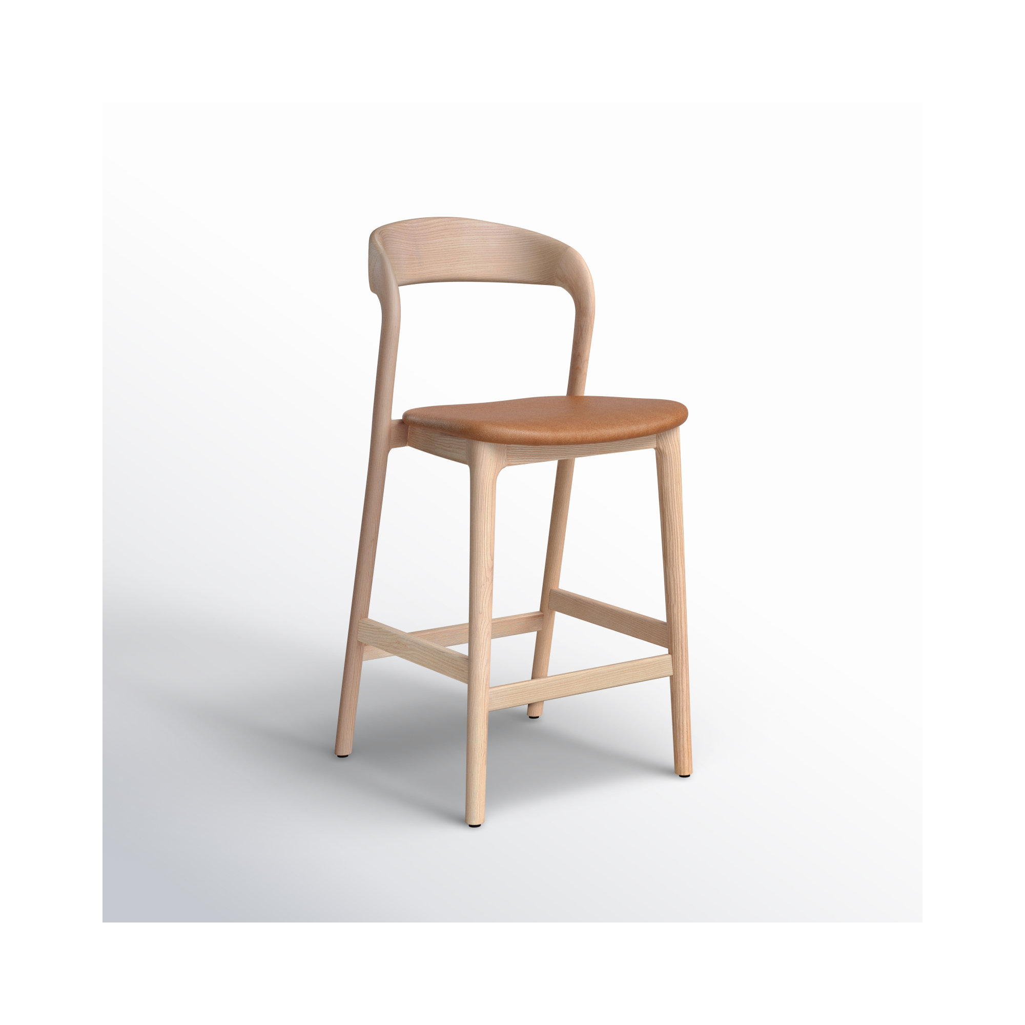 Kayla Leather Bar & Counter Stool, Butterscotch Genuine Leather/Natural, Counter Stool (26" Seat Height)