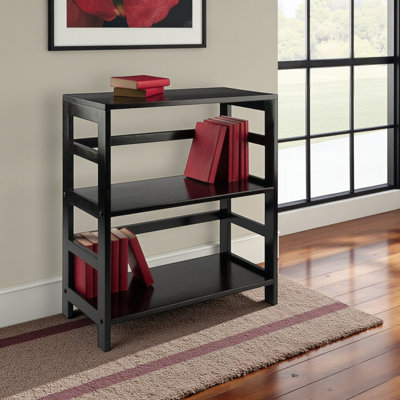 Ilaisa Espresso and Black 3-Piece Storage Shelf with 2 Foldable Fabric Baskets