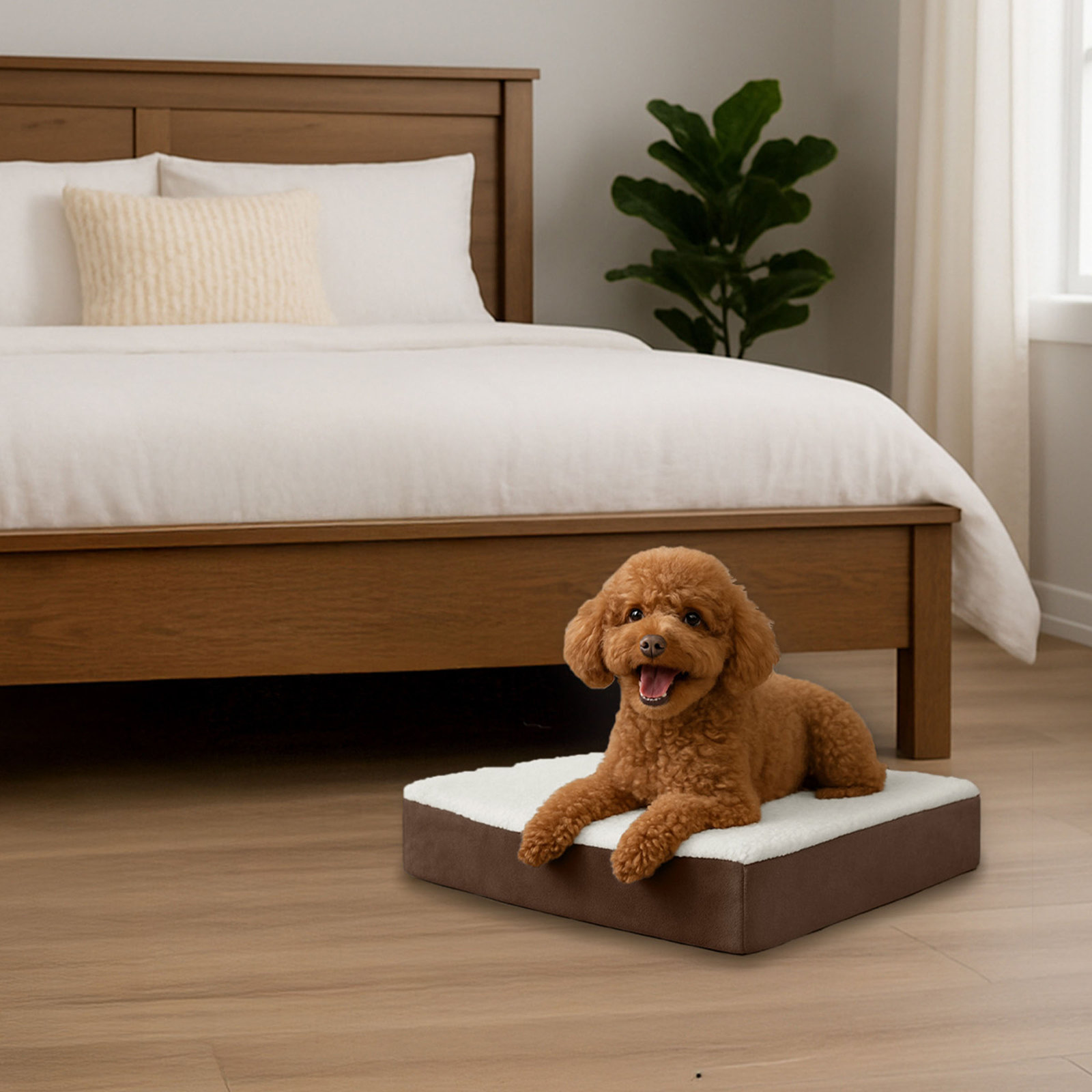 PETMAKER Orthopedic Dog Bed - Memory Foam Crate Mat with Machine Washable Cover, Small (4" H x 20" W x 15" D), Brown