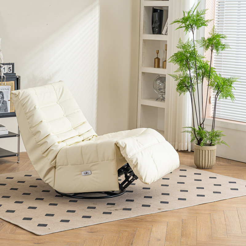 Fauteuil inclinable et pivotant en cuir Vegan, Similicuir blanc